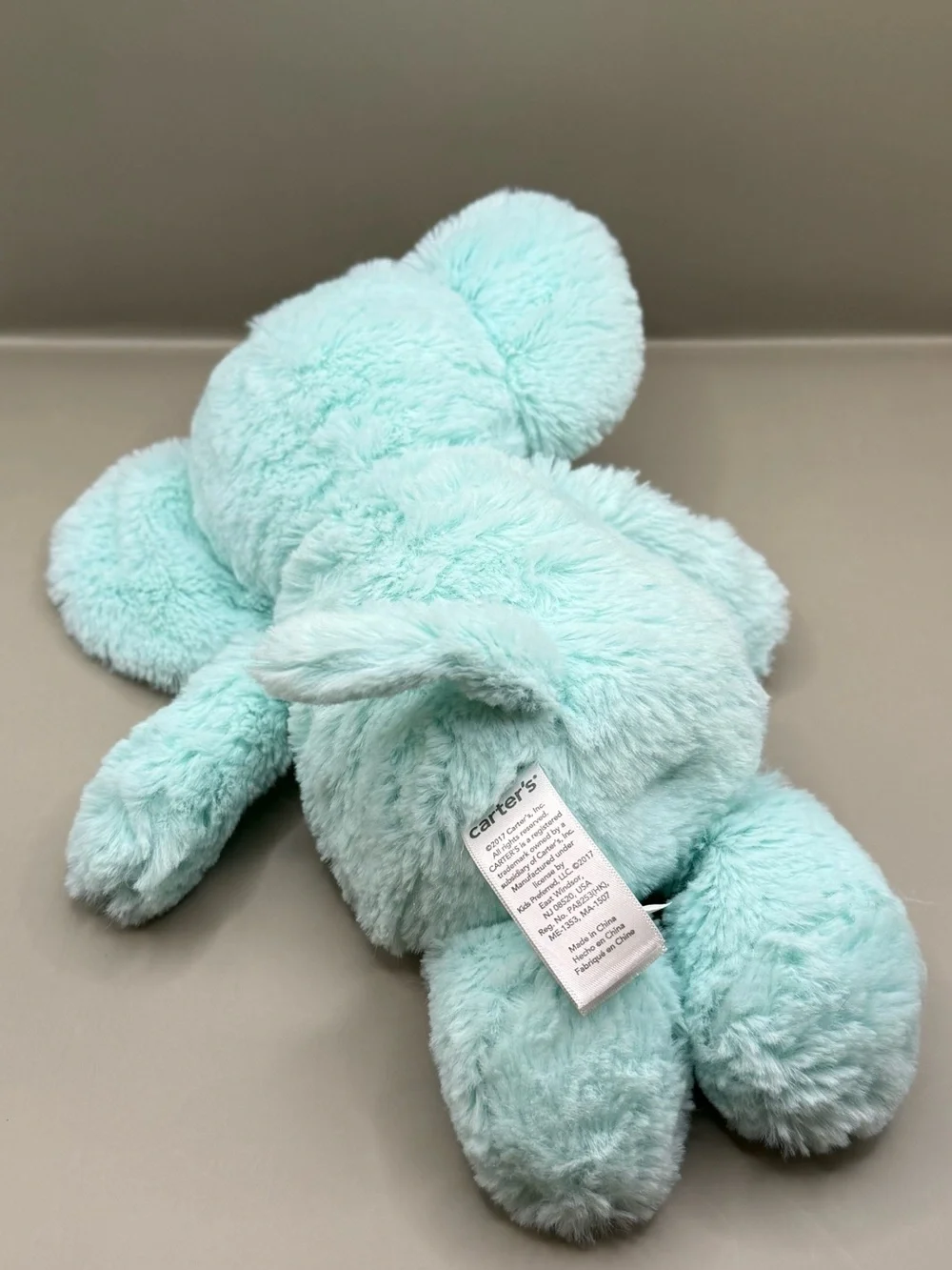 Carters Aqua Blue Elephant Plush Stuffed Animal Lovey